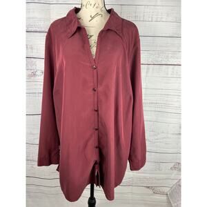 Catherines Button Front Shirt Womens 2X Collared Long Sleeve Modal Blend